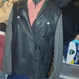 Democracy soft Faux Leather Moto dark gray Jacket, size  XL